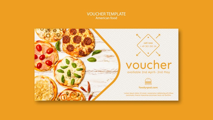 Gratis PSD amerikansk mad skabelon voucher
