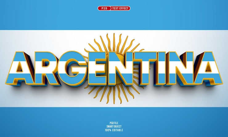 Gratis PSD argentina 3d redigerbar teksteffekt