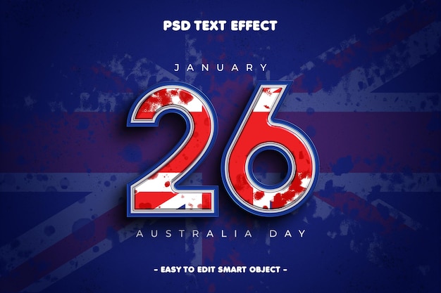 Gratis PSD australien uafhængighedsdag redigerbar tekst effekt