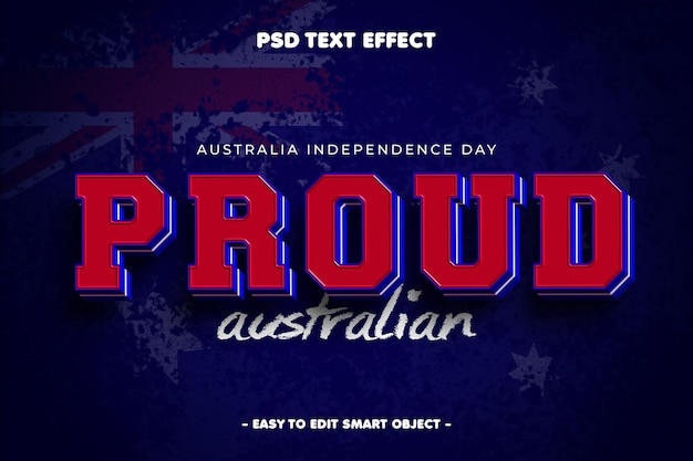 Gratis PSD australien uafhængighedsdag redigerbar tekst effekt