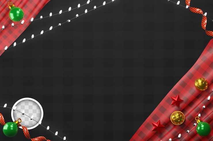 Gratis PSD baggrund med julepynt 3d illustration