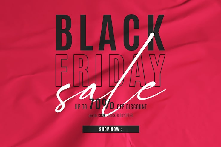 Gratis PSD banner for black friday-salg med rød limt papirbakgrunn