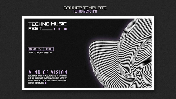 Gratis PSD banner for technomusikkfestival