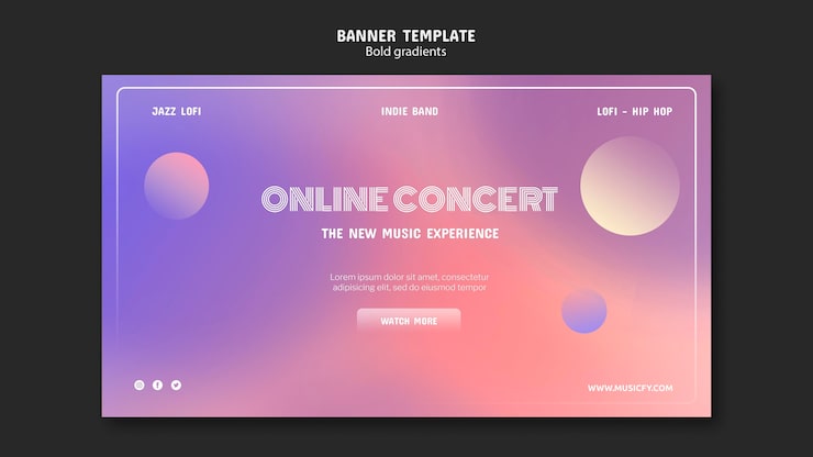 Gratis PSD banner-mal for online-konsert