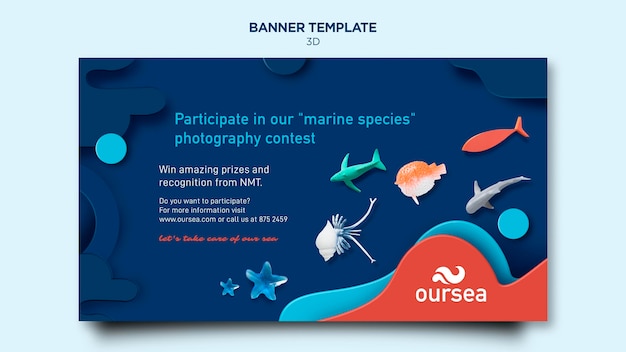 Gratis PSD banner-mal for workshop om marint miljø