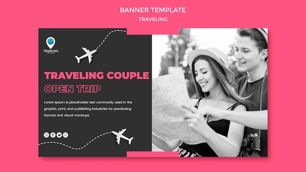 Gratis PSD banner-mal med reisekonsept
