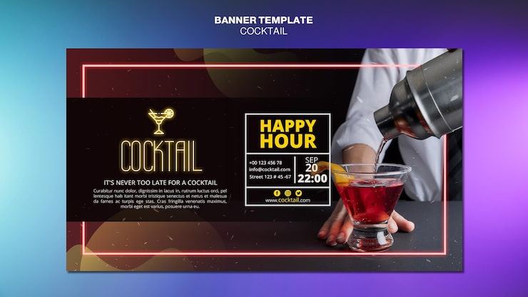 Gratis PSD banner-mall för cocktailkoncept