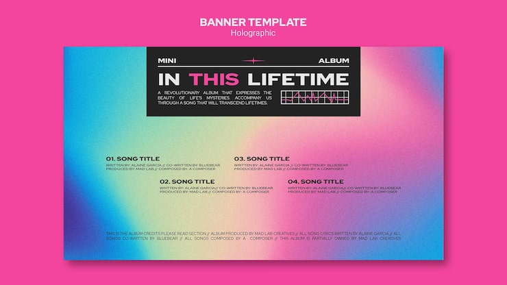 Gratis PSD banner med holografisk designmal