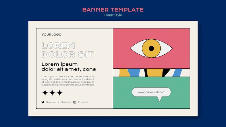 Gratis PSD banner skabelon i tegneseriestil