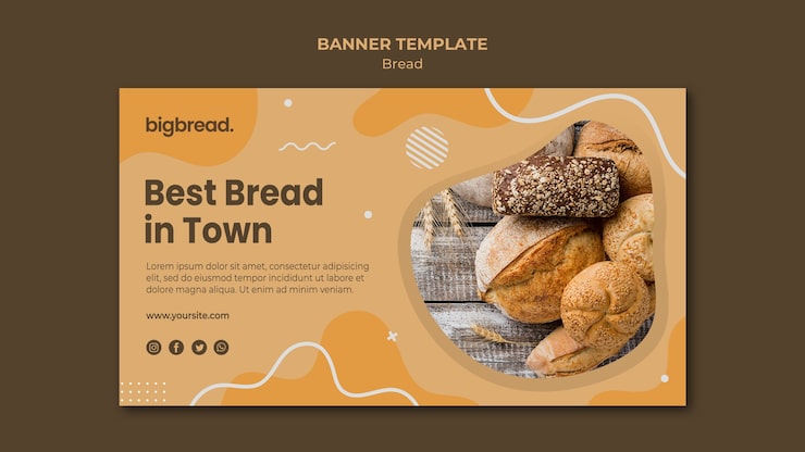 Gratis PSD banner skabelon med brød koncept