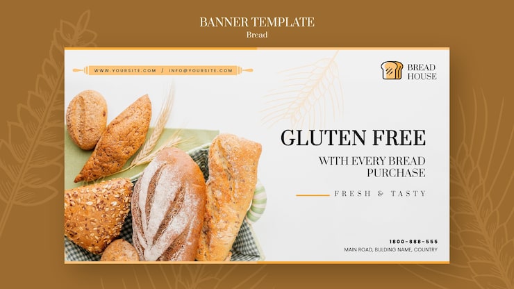 Gratis PSD banner skabelon med brød koncept