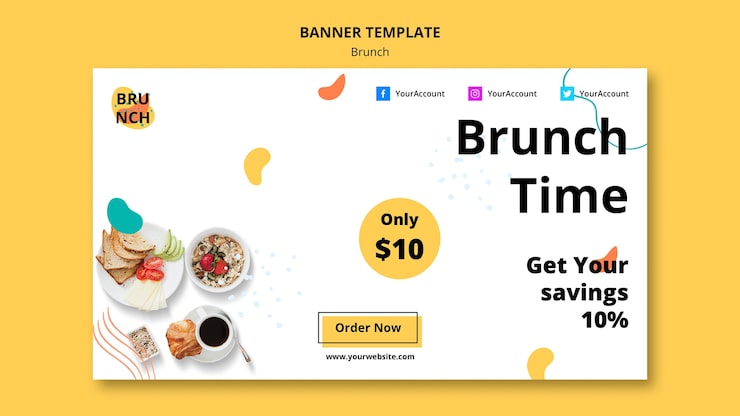 Gratis PSD banner skabelon med brunch koncept