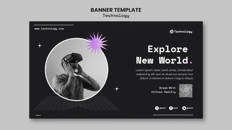 Gratis PSD banner skabelon til virtual reality