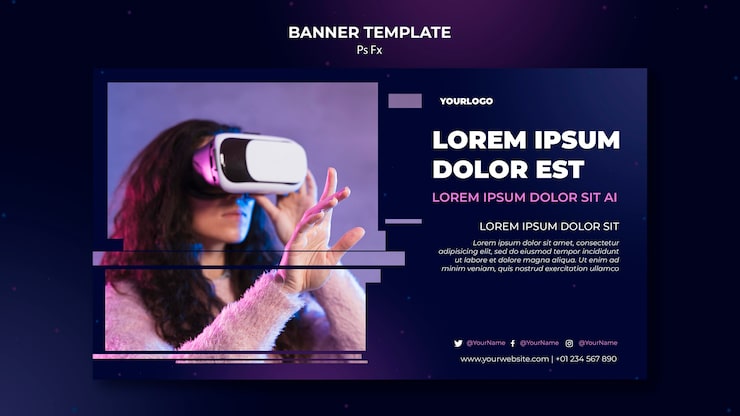 Gratis PSD banner virtual reality skabelon