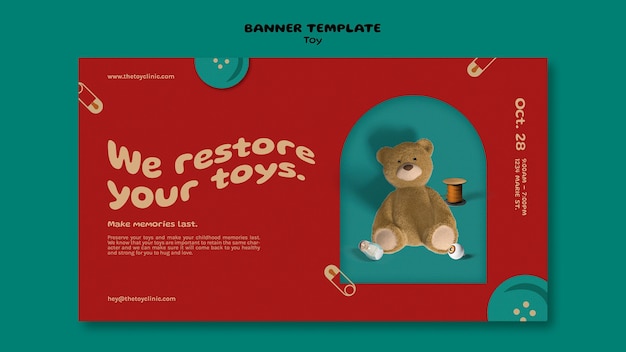 Gratis PSD bannerdesignmal for leketøysrestaurering