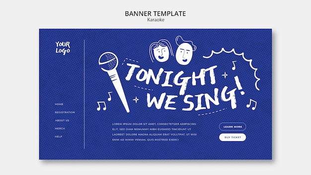Gratis PSD bannermal for karaoke i flat design