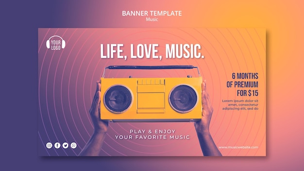 Gratis PSD bannermall för musikkoncept