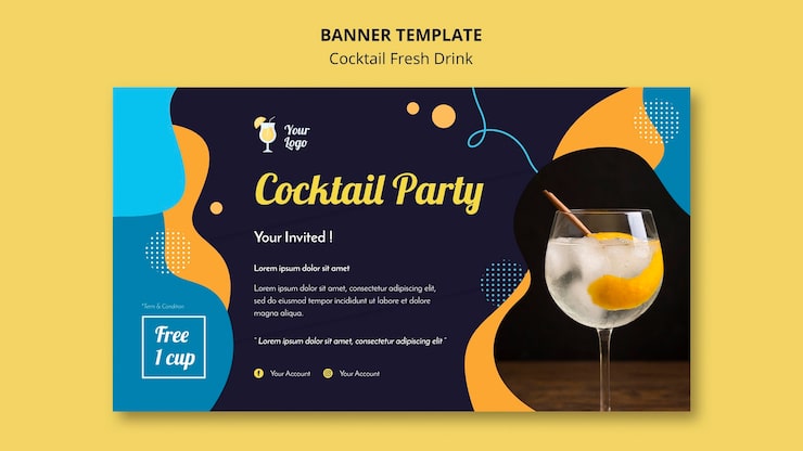 Gratis PSD bannermall för olika cocktails