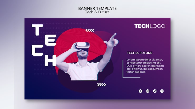 Gratis PSD bannerskabelon med teknologi design