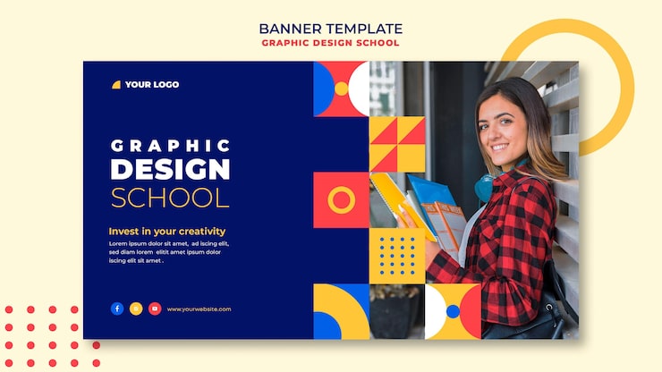 Gratis PSD bannerskabelon til grafisk designskole