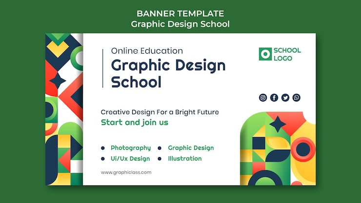 Gratis PSD bannerskabelon til grafisk designskole