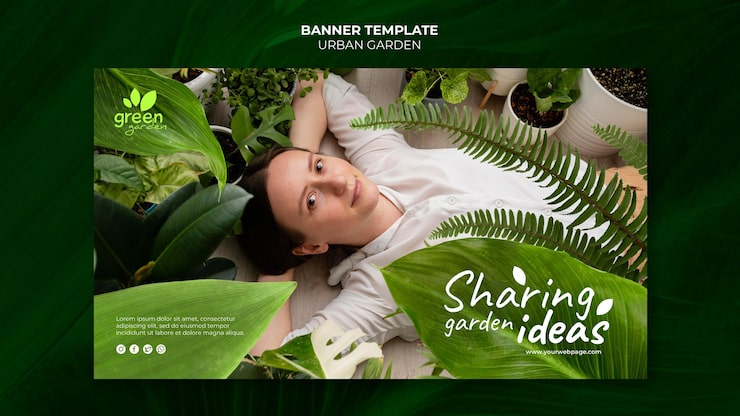 Gratis PSD bannerskabelon til urban garden-design