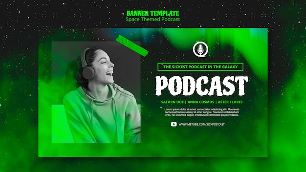 Gratis PSD bannertema for podcast med romtema