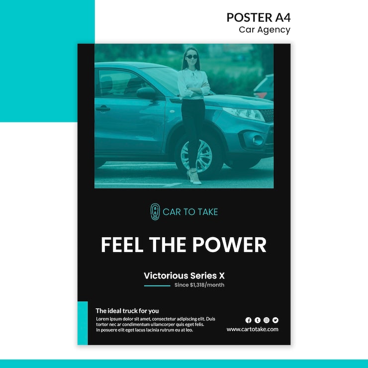 Gratis PSD bil agentur annonce plakat skabelon