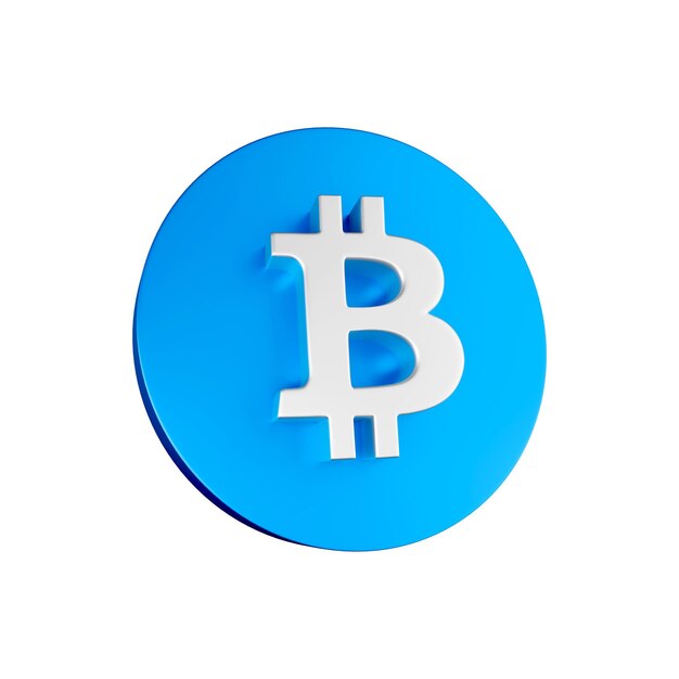 Gratis PSD bitcoin 3d rendering på blåt cirkel cryptocurrency symbol
