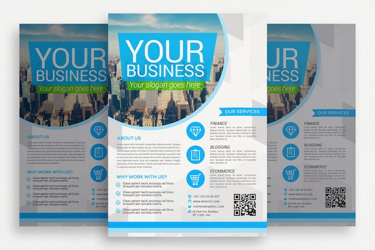 Gratis PSD blå og hvid brochure til visitkort