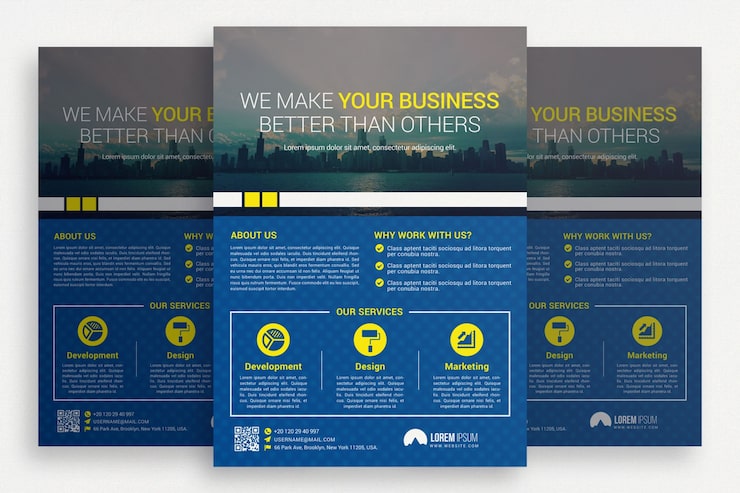 Gratis PSD blå virksomhedsbrochure