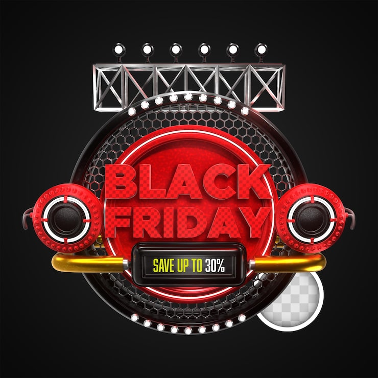 Gratis PSD black friday-banner. 3d-gjengivelse