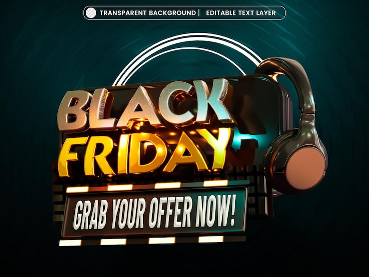 Gratis PSD black friday-salg 3d-banner med redigerbar teksteffekt
