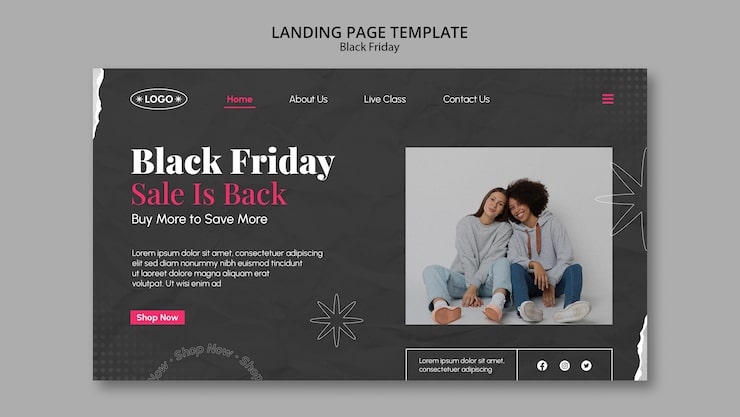 Gratis PSD black friday-skabelon med fladt design