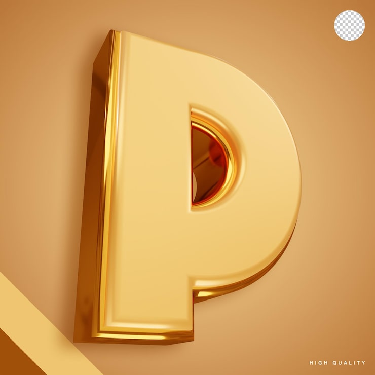 Gratis PSD blank 3d gyldent bogstav p