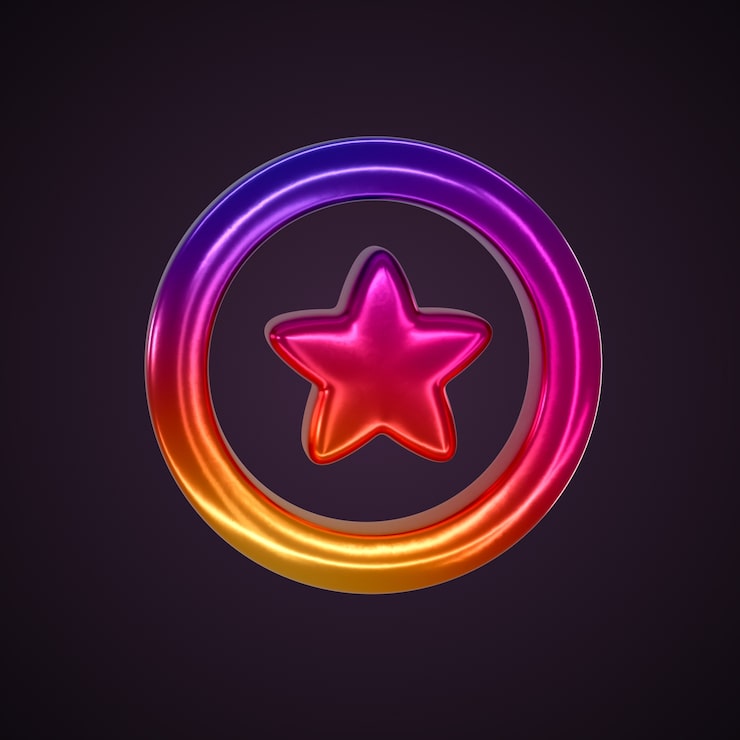 Gratis PSD blankt 3d-stjerneikon med gradient-sirkel