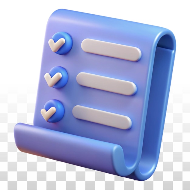Gratis PSD blått 3d-checklistdokument