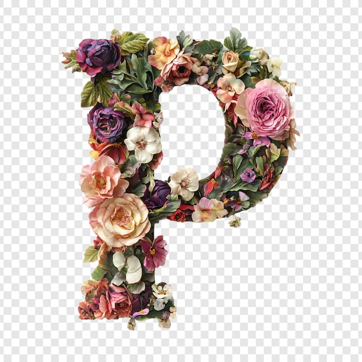 Gratis PSD blomster-bogstav p en buket af blomster