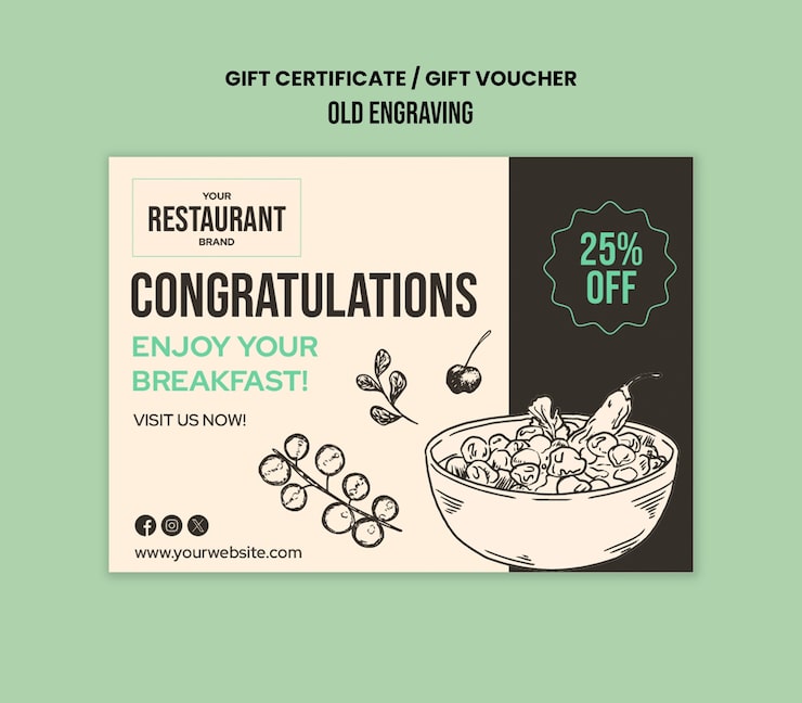 Gratis PSD blomster gammel gravering gavekort