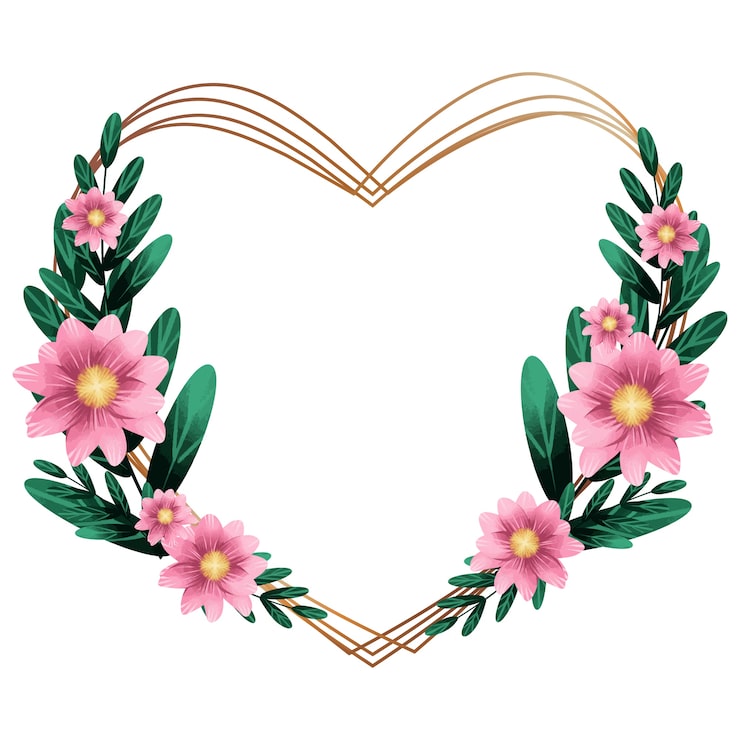 Gratis PSD blomsterhjerte-rammedesign