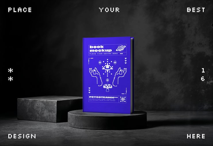 Gratis PSD bogstudie low key mockup