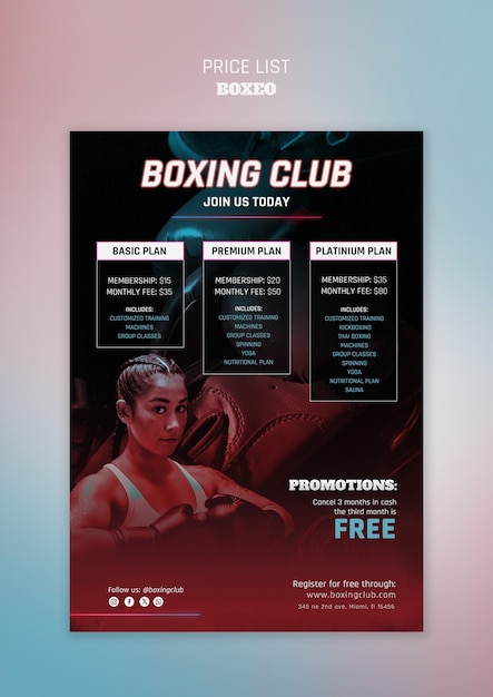 Gratis PSD boksing mal design