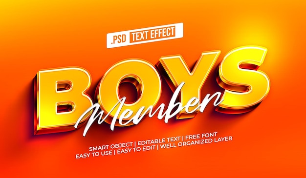 Gratis PSD boys text style effect