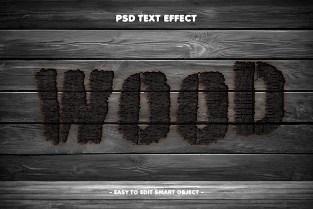 Gratis PSD brænd træ tekst effekt