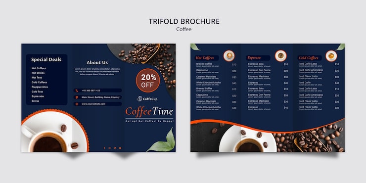 Gratis PSD brosjyremal med kaffekonsept