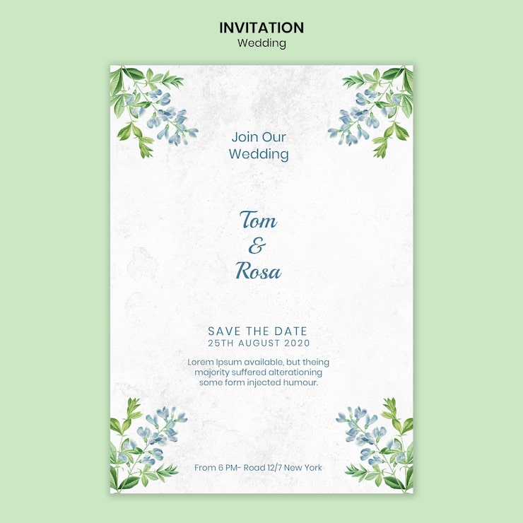 Gratis PSD bryllupskoncept invitationsskabelon