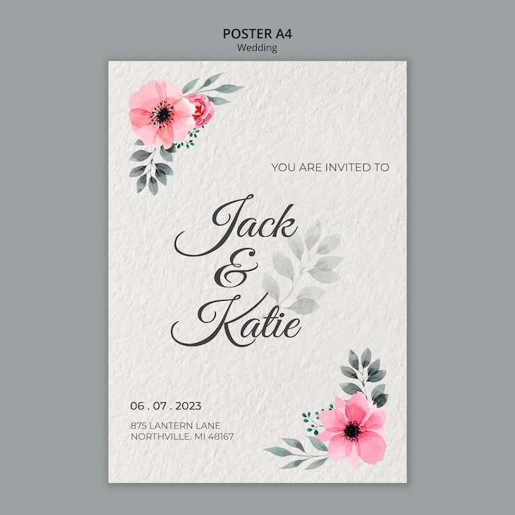 Gratis PSD bryllupskoncept plakatskabelon