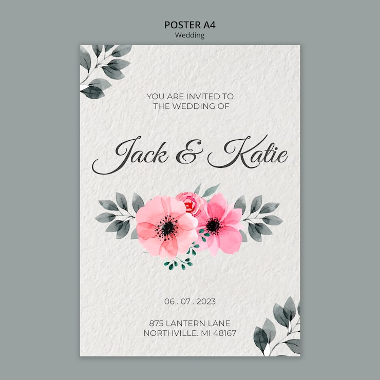 Gratis PSD bryllupskoncept plakatskabelon