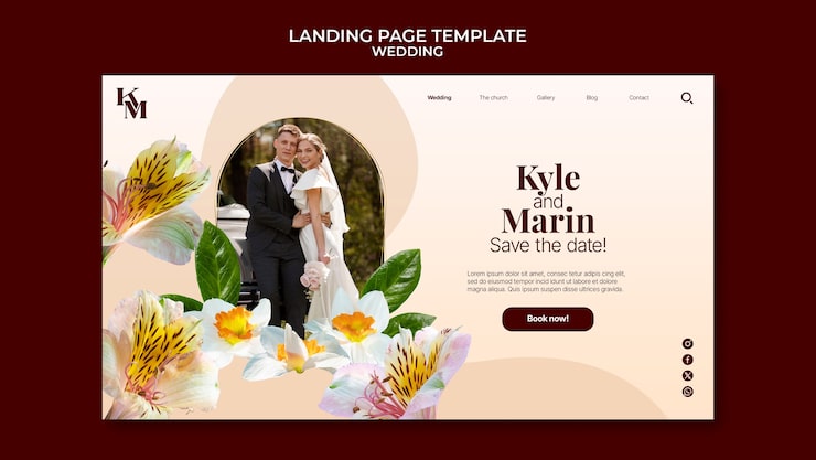 Gratis PSD bryllupsskabelon design