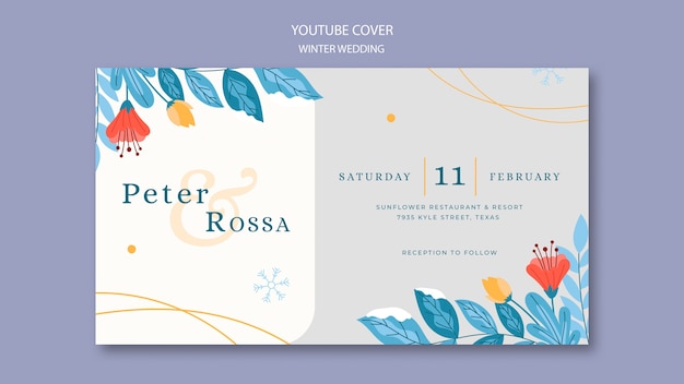 Gratis PSD bryllupsskabelon i fladt design